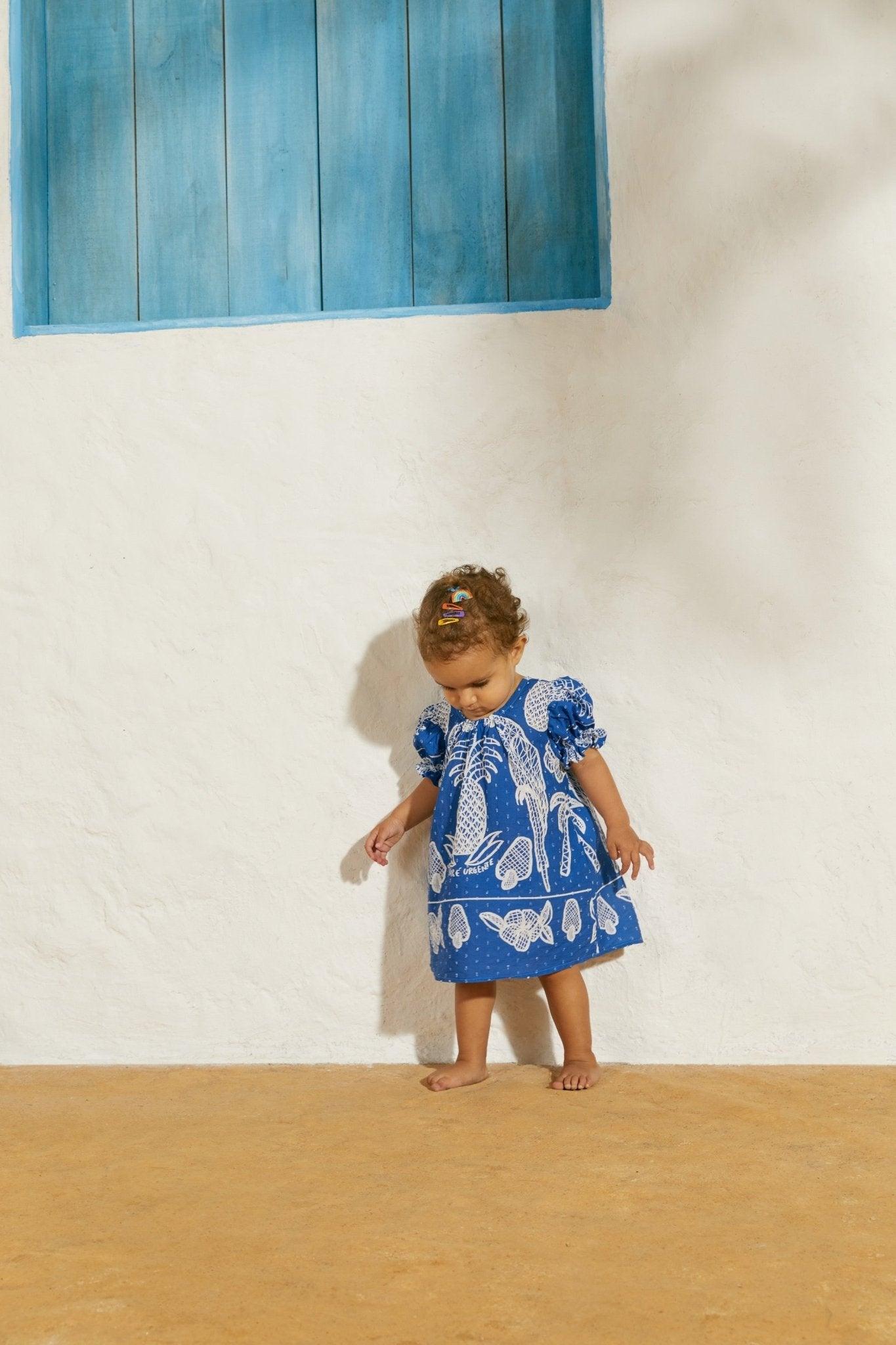 TROPICAL BLUE LACE BABY DRESS - Spring in Summer